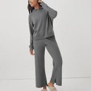 Pact Airplane Wide Leg Gray  Lounge Organic Cotton Pants Women size large